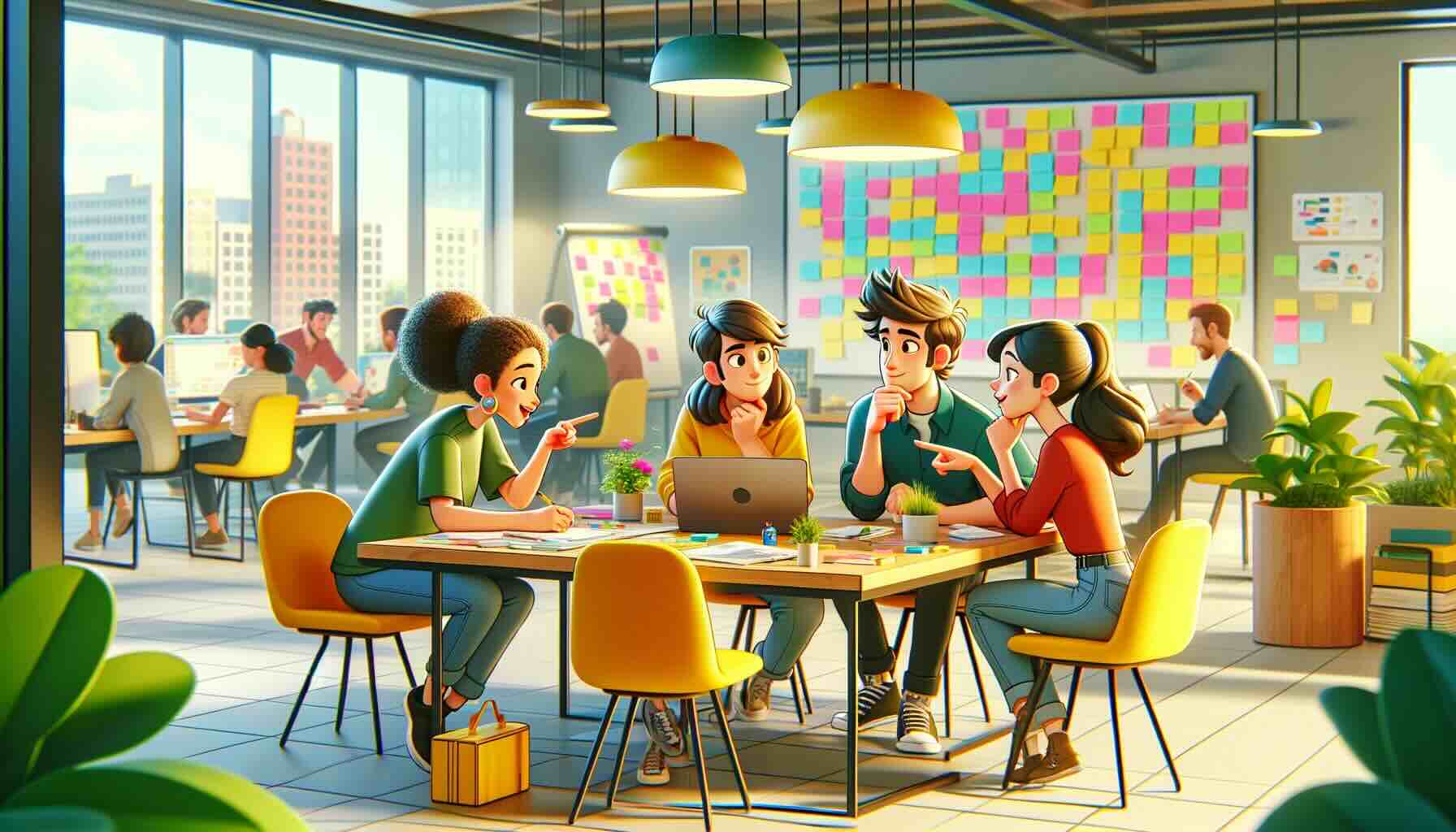 Scrum team collaborating